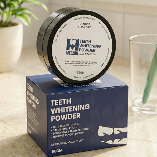 Meezan Complete Teeth Whitening Kit – Whitening Powder (55GM) + Ultra Soft Nano Toothbrush | Deep Cleaning & Fresh Breath | Dentist Approved Oral Care Set